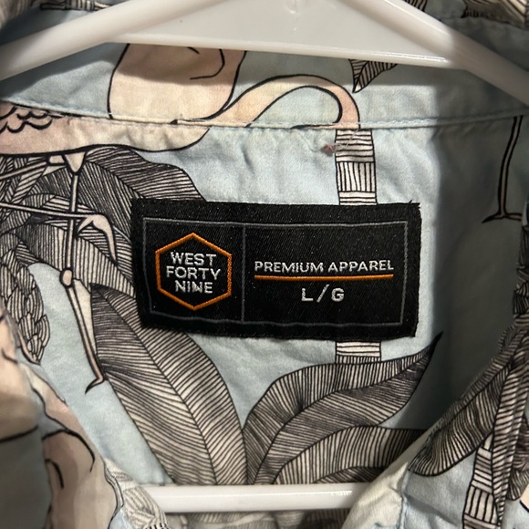 West Forty Nine men’s L button up short sleeve collar shirt flamingo pattern. - Picture 3 of 4